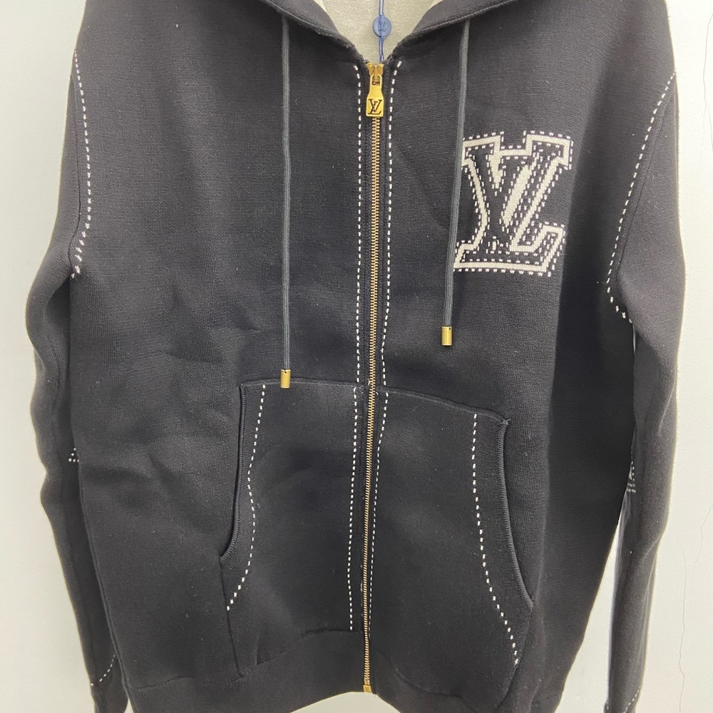 Louis Vuitton Black Hoodie Jacket with Cream Lined Hood - Picture 2 of 10